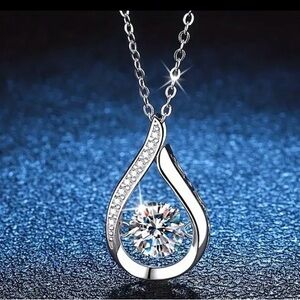 Sterling Silver Moissanite Tear Drop Pendant
